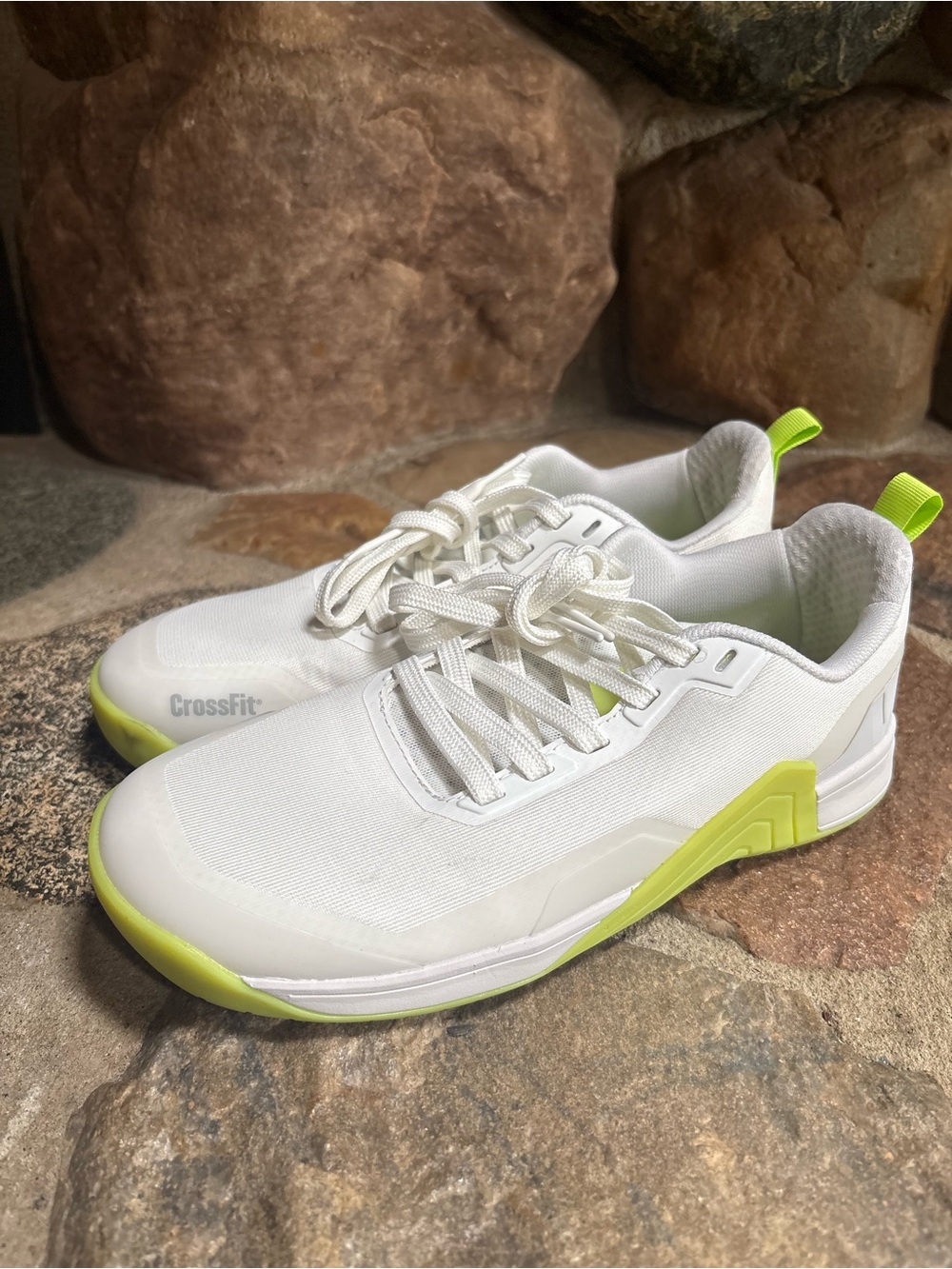 Reebok White & Neon Yellow CrossFit Low-Profile Training Shoes